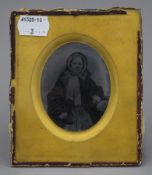 An early photographic miniature portrait, possibly of Jane Watson, framed and glazed. 11 x 12.