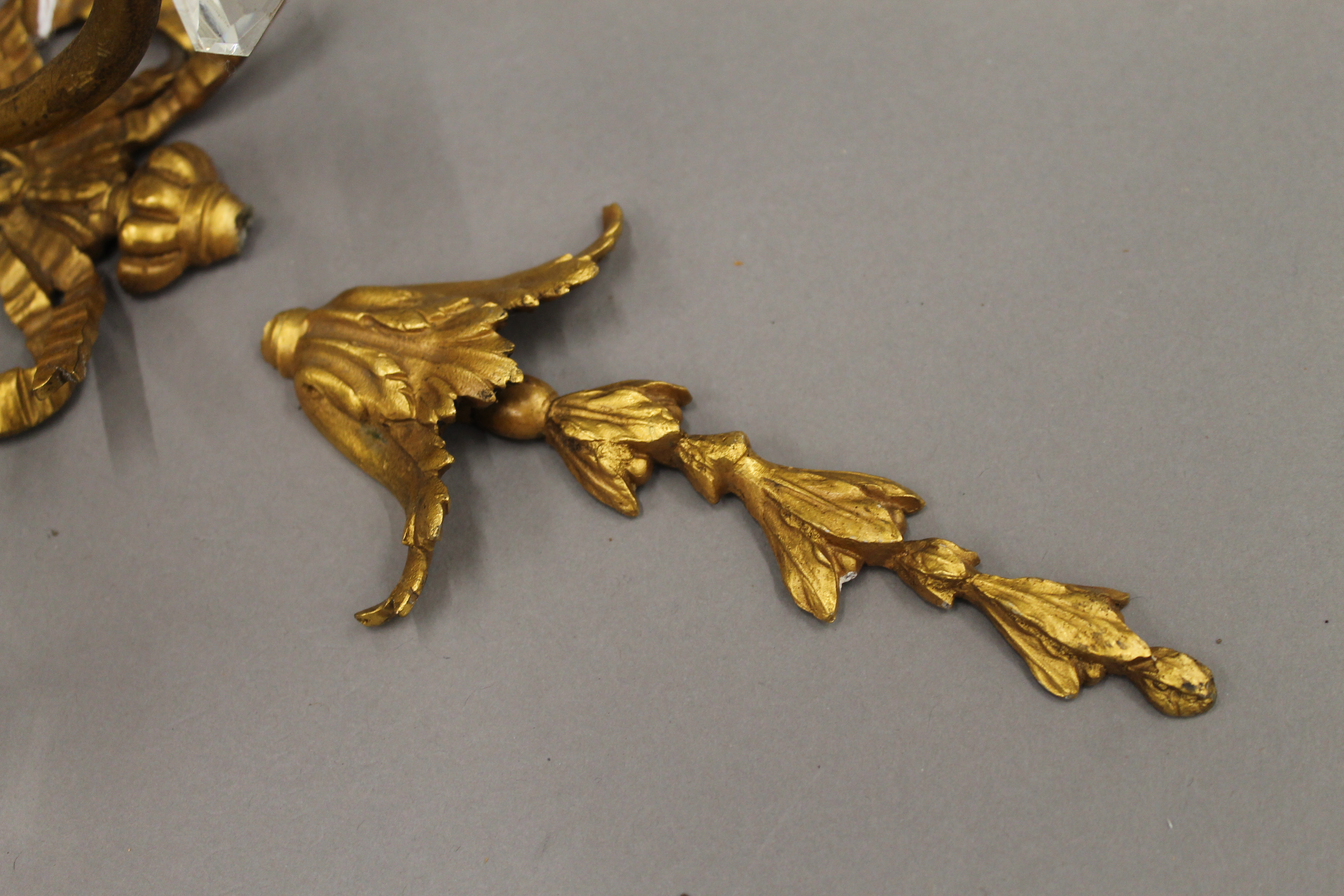 A pair of ormolu three-branch wall lights. 68 cm high. - Image 5 of 5