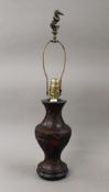 A Chinese cinnabar lamp. 63 cm high overall.