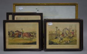 A small quantity of 19th century humerous hunting prints, etc.