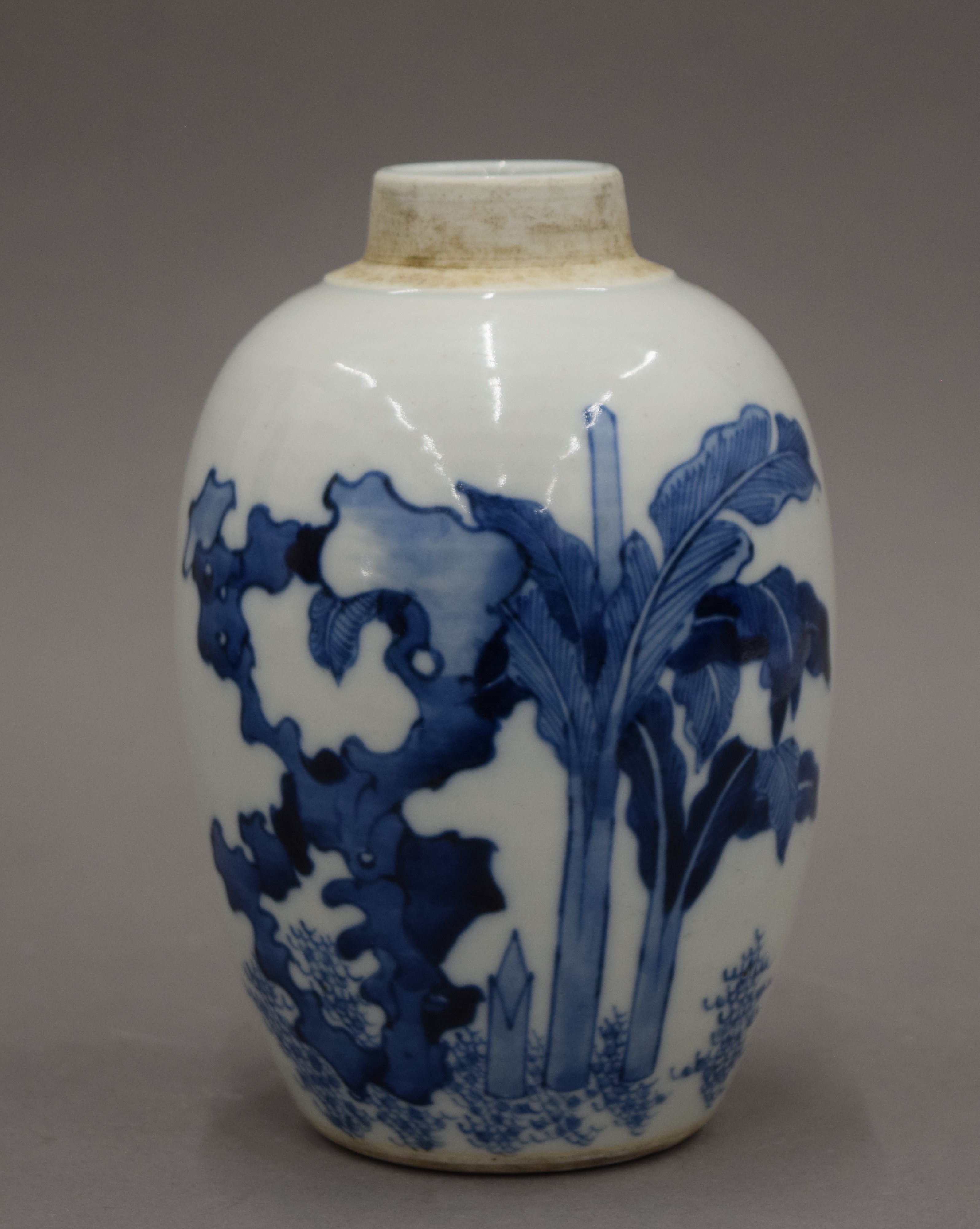 An 18th century Chinese blue and white porcelain tea caddy. 15 cm high. - Image 4 of 7