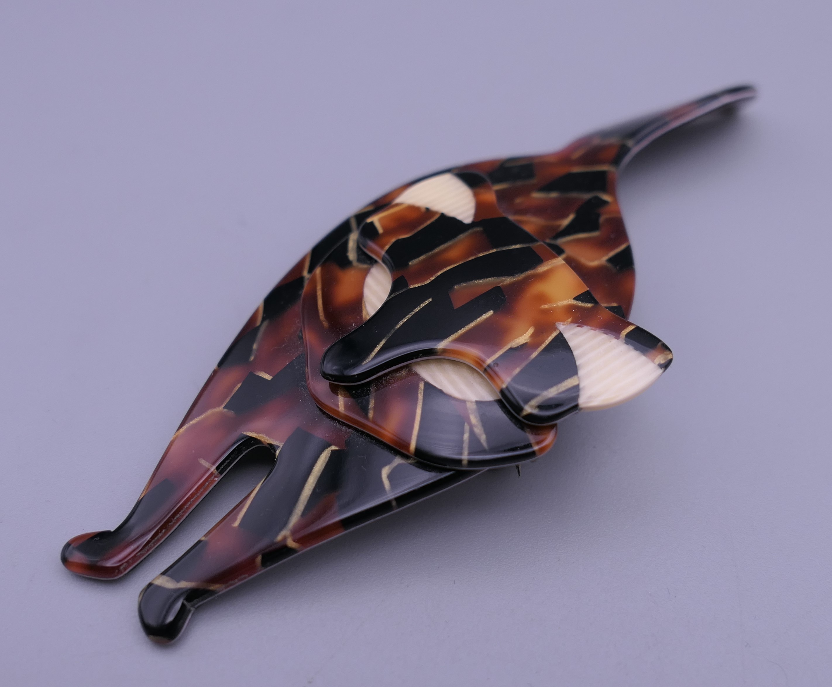 A Lea Stein cat brooch. 10 cm high. - Image 5 of 6
