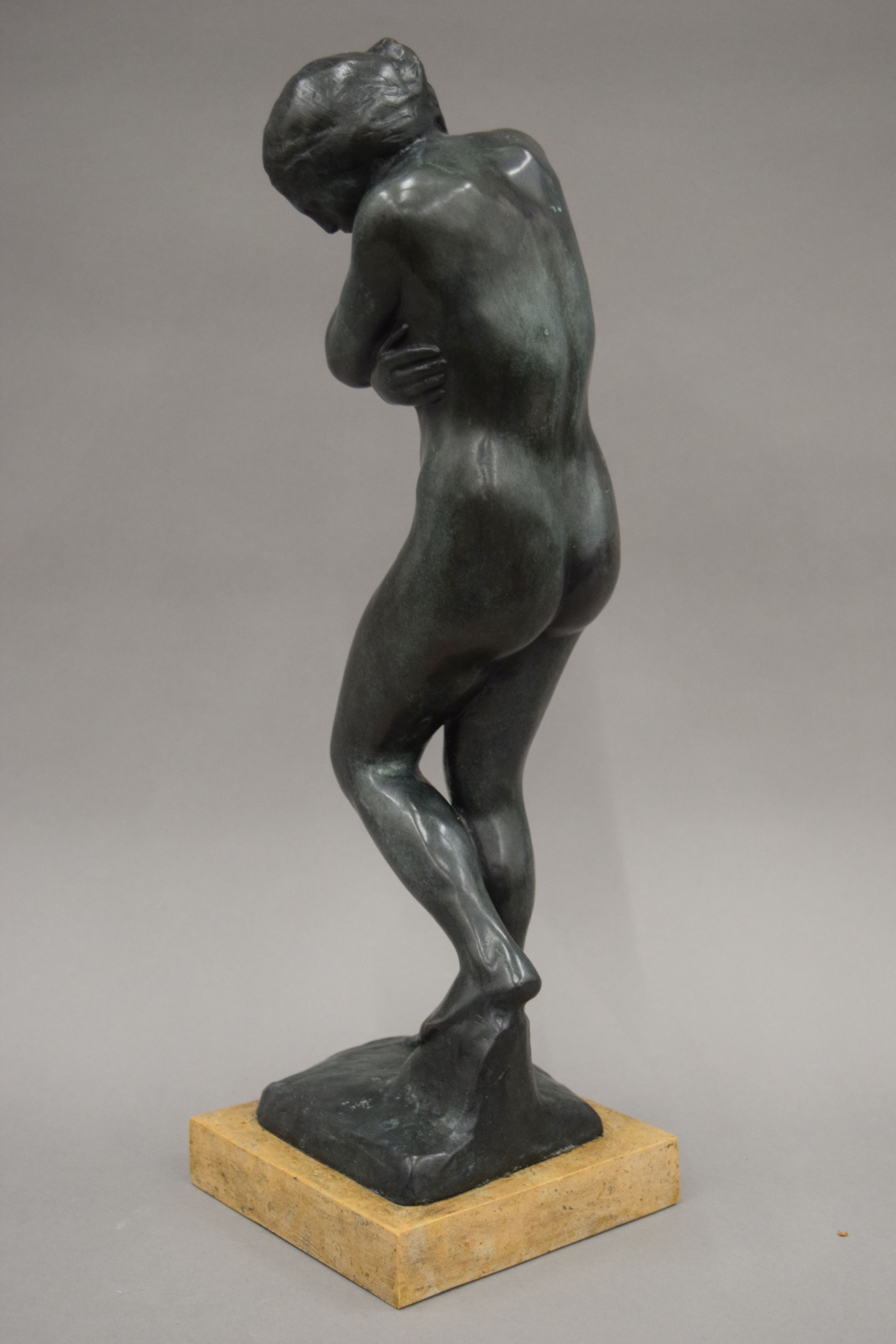 After AUGUSTE RODIN (1840-1917) French, a bronze female nude sculpture. 46.5 cm high. - Image 4 of 5