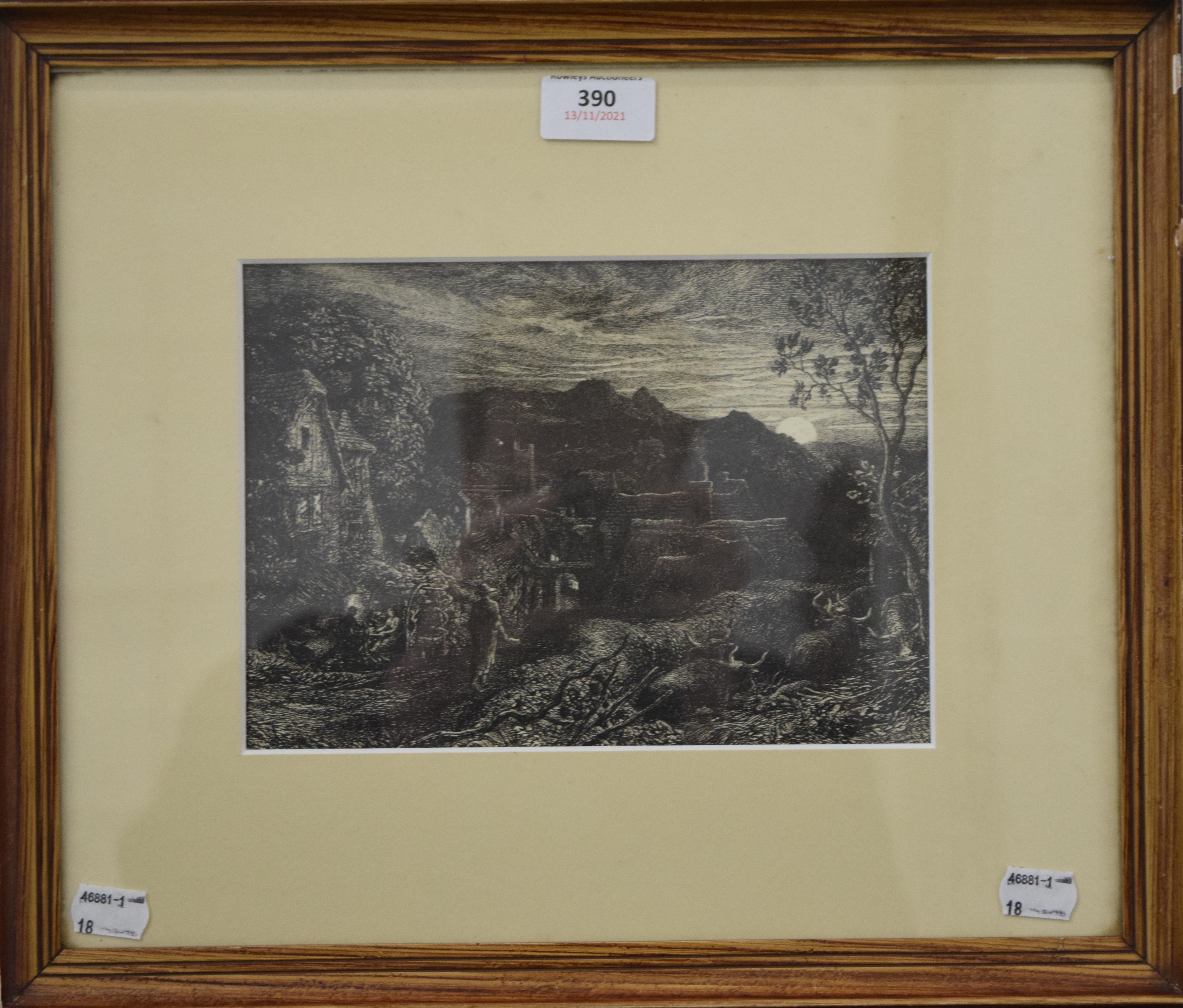 SAMUEL PALMER (1805-1881) British, The Bellman, print, framed and glazed. 23 x 16 cm. - Image 2 of 2