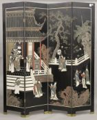 A Chinese four-fold lacquered screen.