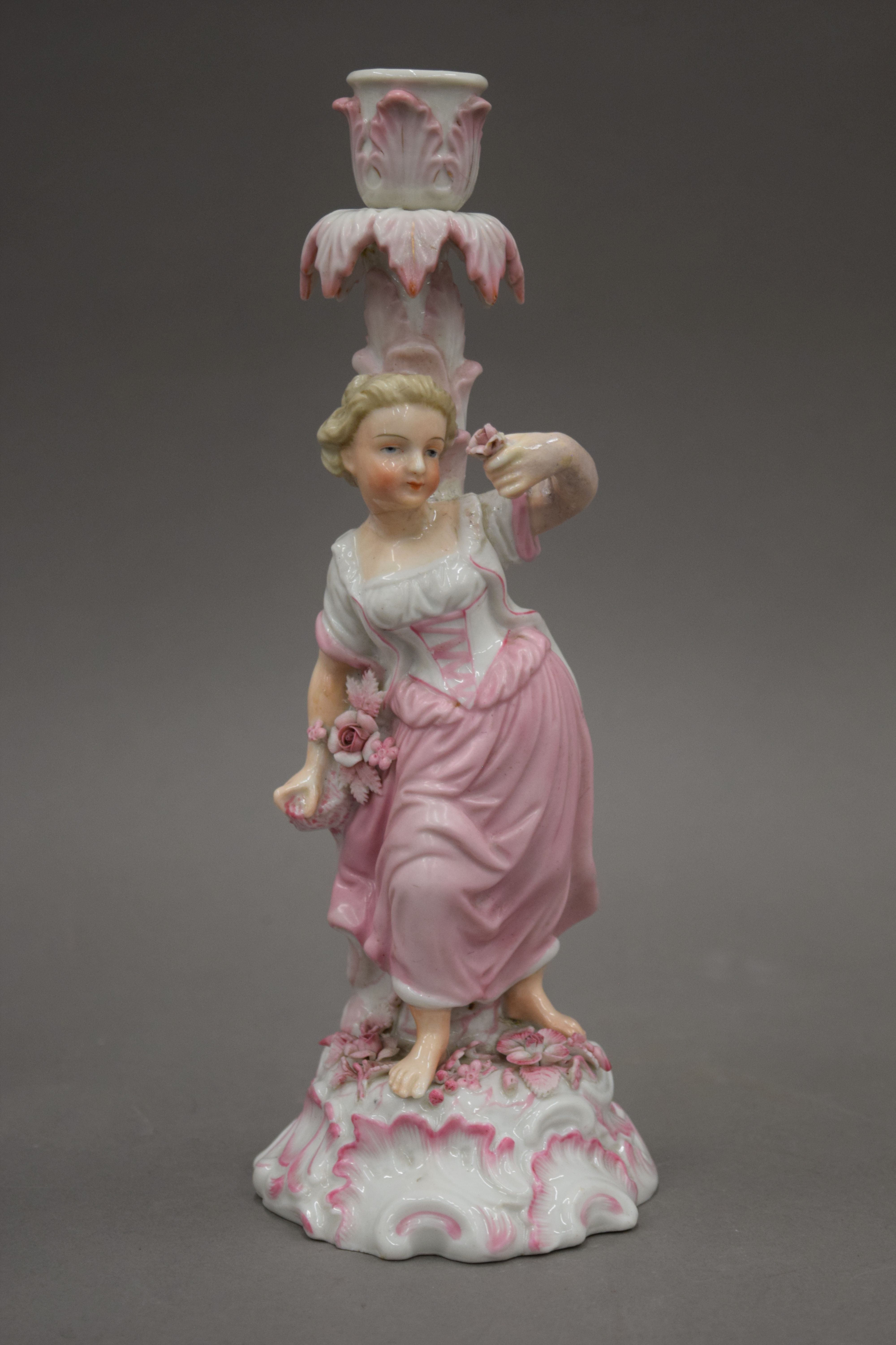 A pair of Continental porcelain figures together with a pair of 19th century candlesticks of - Image 3 of 14