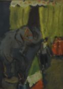 IRINA HALE (born 1932) British, Circus Elephant, oil, framed and glazed. 12.5 x 17.5 cm.
