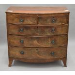 A 19th century mahogany bowfront chest of drawers. 105.5 cm wide.