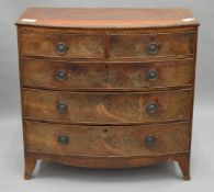 A 19th century mahogany bowfront chest of drawers. 105.5 cm wide.