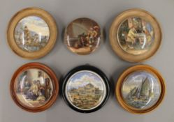 Six various Victorian pot lids.