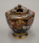 A cloisonne koro and cover. 12 cm high.