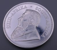A 2018 silver Krugerrand coin.