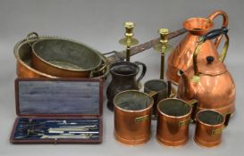 A quantity of various metalware.