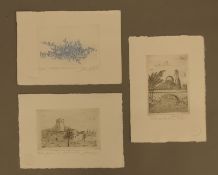 Three limited edition Italian etchings, each signed. Each 25 x 17.5 cm overall.