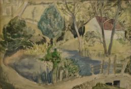 WALTER DAVID JONES (1895-1974) British, Garden Landscape, watercolour and pencil, signed,