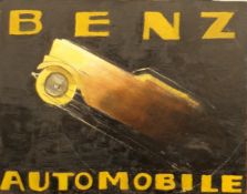 Benz Automobile, oil on board, unframed. 31 x 24 cm.