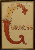 An Erte 1974 Guiness advertising print, framed and glazed. 28 x 41.5 cm.