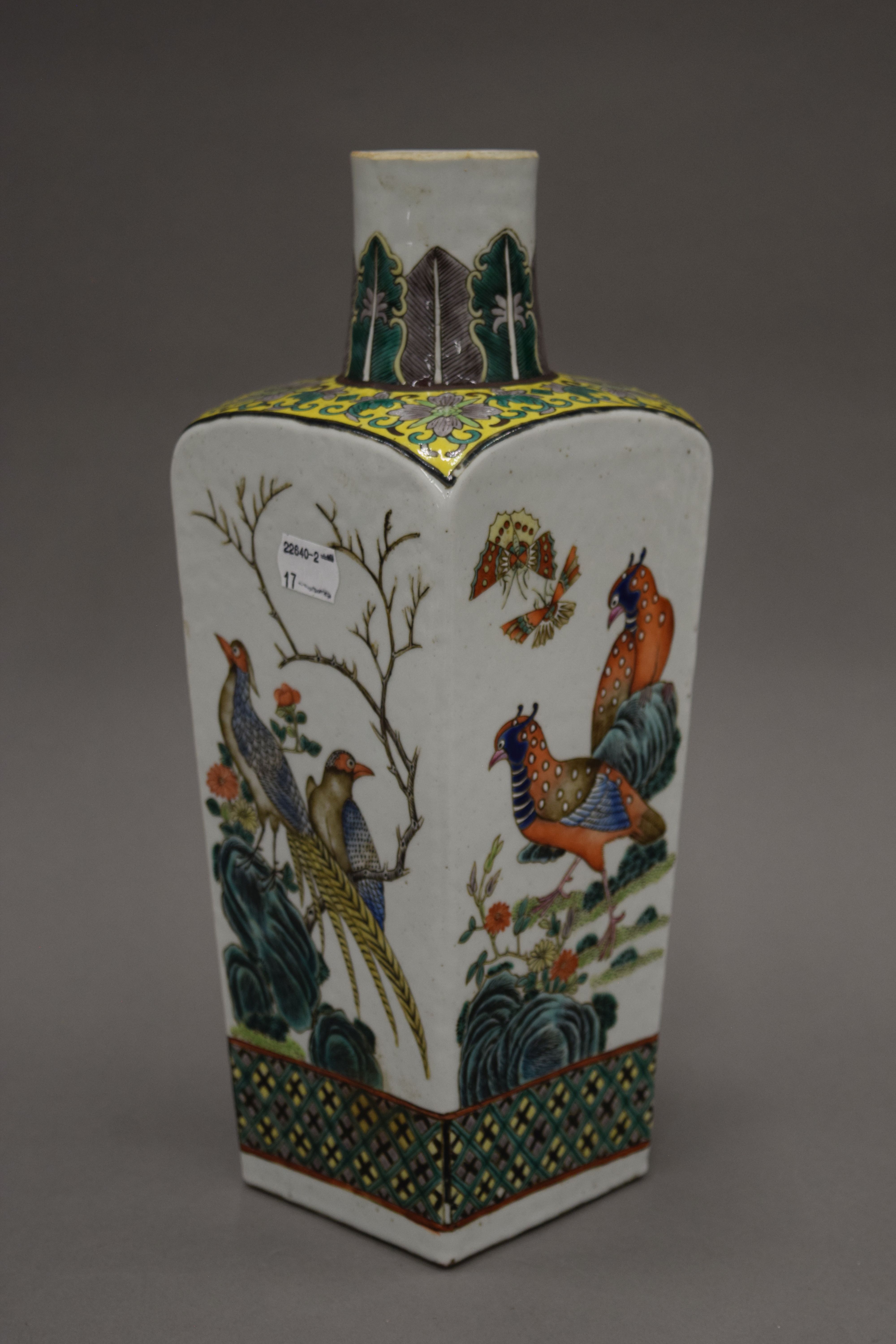 A 19th century Chinese porcelain vase painted with various birds and insects, - Image 3 of 7