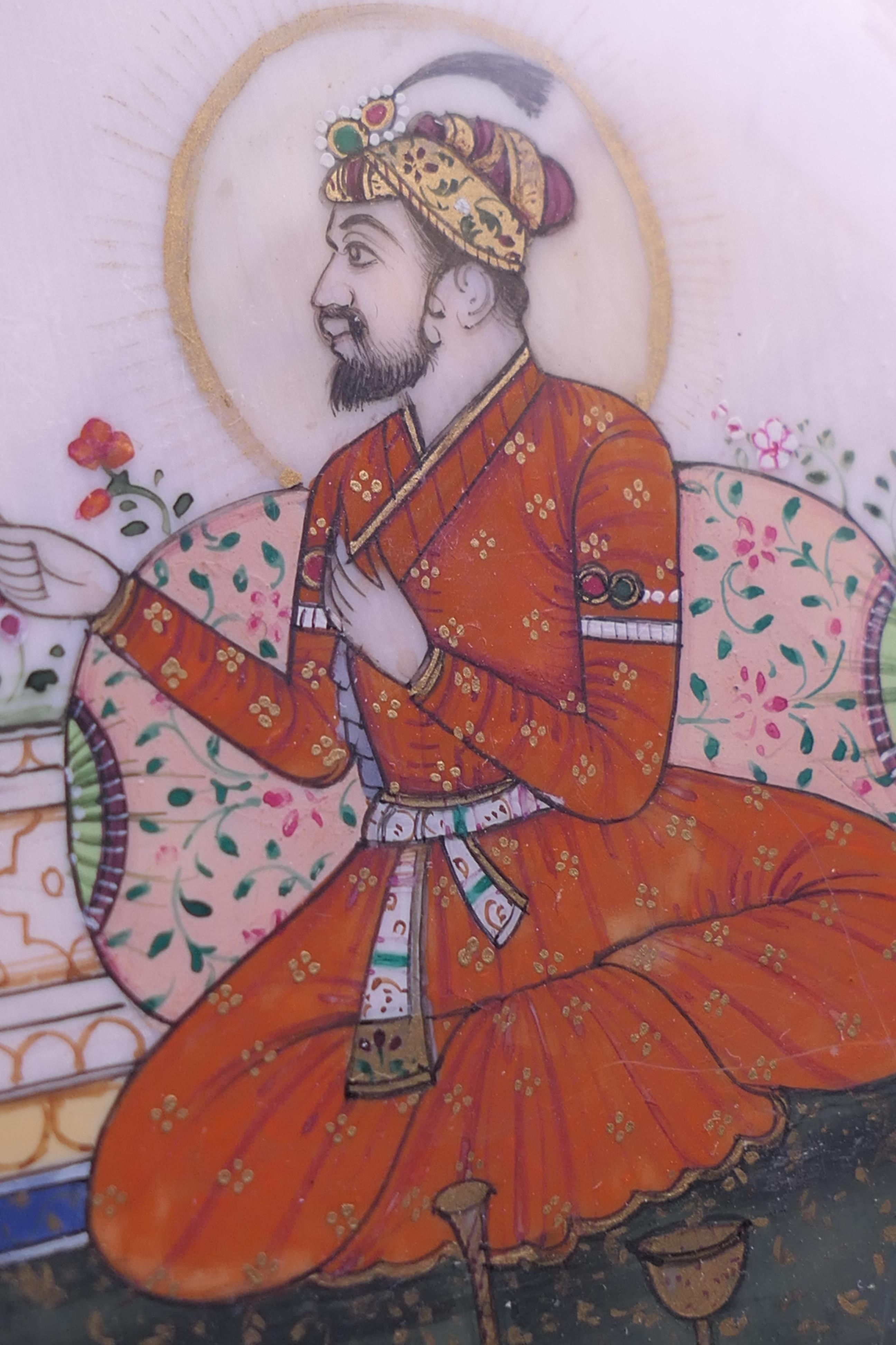 A late 19th/early 20th century Indian portrait miniature on ivory of Shah Jahan, - Image 5 of 7