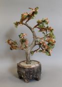 A Chinese jade and hardstone tree. 46.5 cm high.