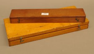 Four map reading navigation instruments, housed in two cases. The largest case 45.5 cm wide.