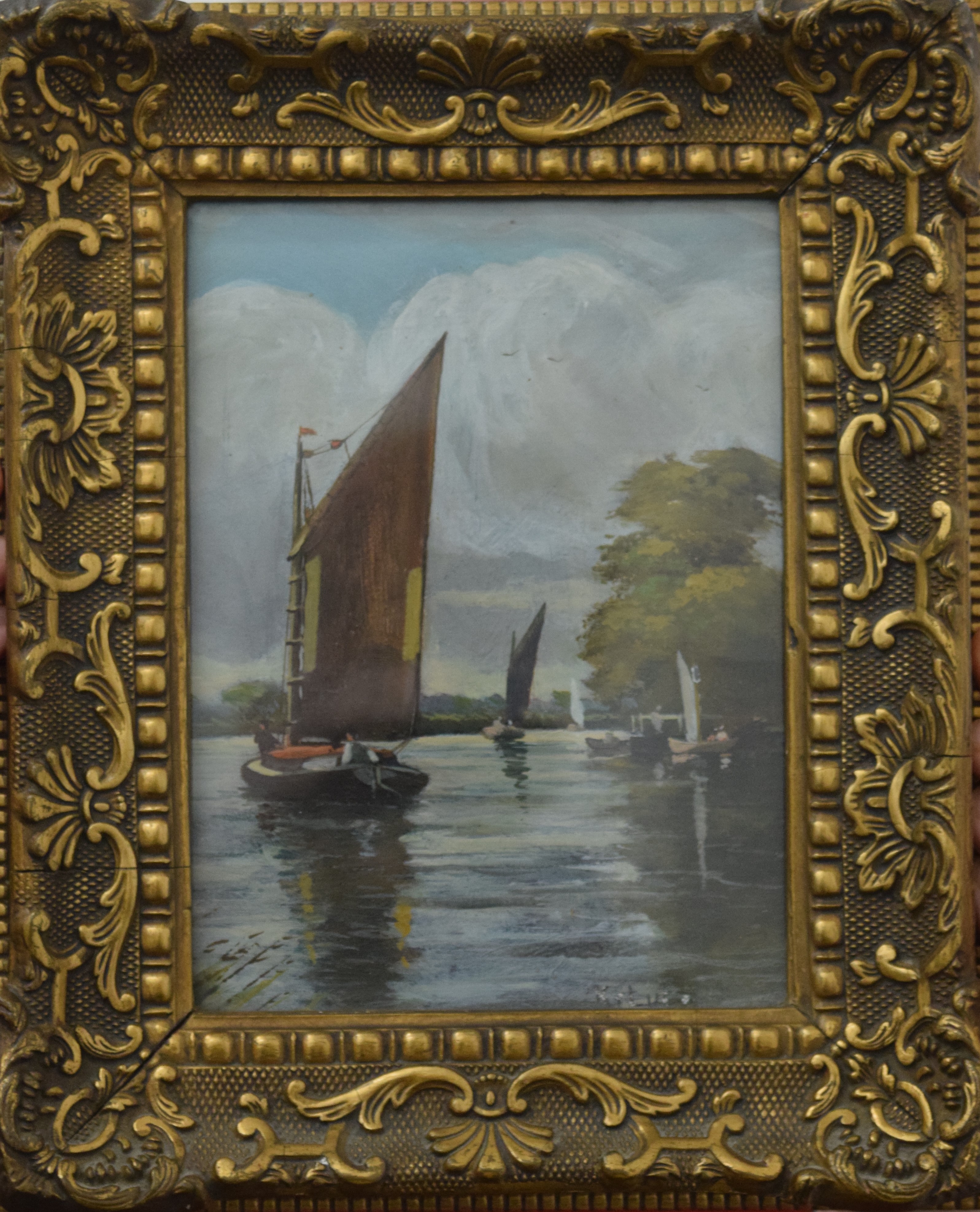 KENNETH LUCK (1874-1936) British, Norfolk Wherry, a pair, oils, signed, framed and glazed. - Image 5 of 6