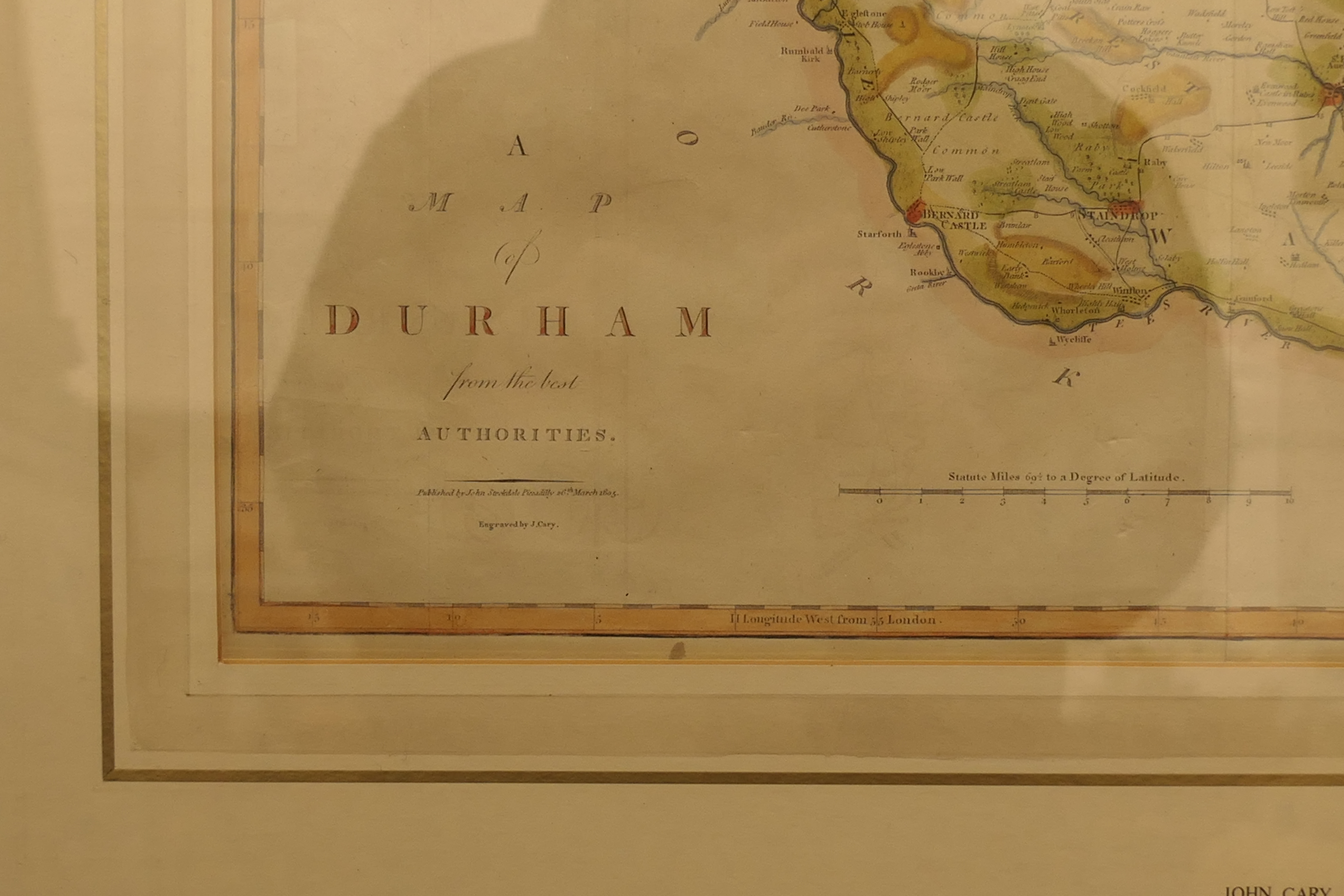 JOHN CASE, a map of Northumberland and Durham, dated 1805, framed and glazed. - Image 3 of 3