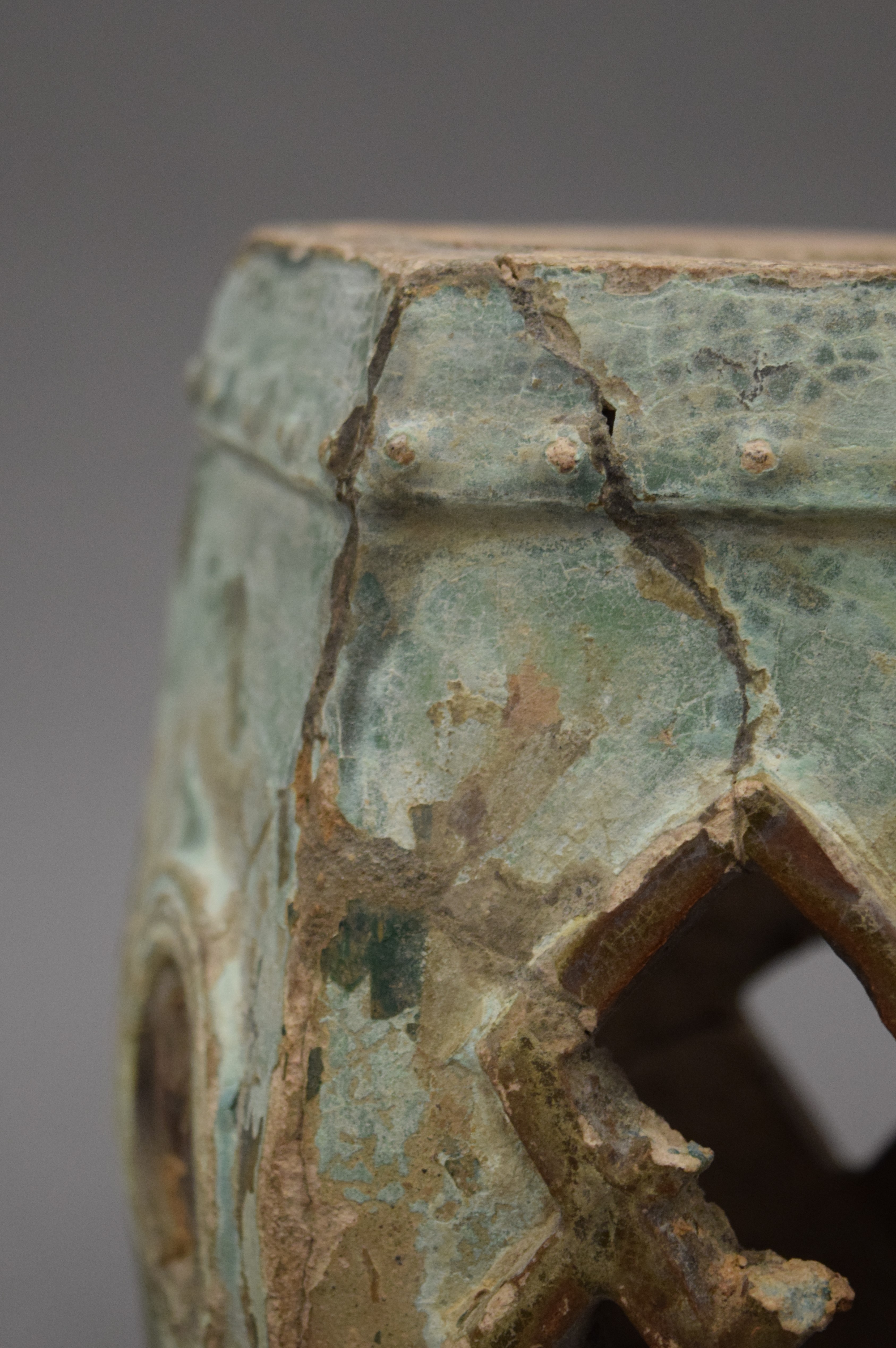 A Chinese Ming Dynasty miniature pottery barrel seat. 20.5 cm high. - Image 4 of 6