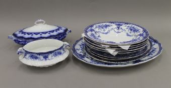 A Victorian blue and white part dinner service.