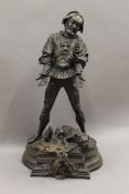 After ANTOINE LOUIS BARYE (1796-1875) France, a patinated bronze model of a man, a dog and a monkey.