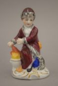 A late 19th/early 20th century Continental porcelain figure, possibly Dresden. 9.5 cm high.