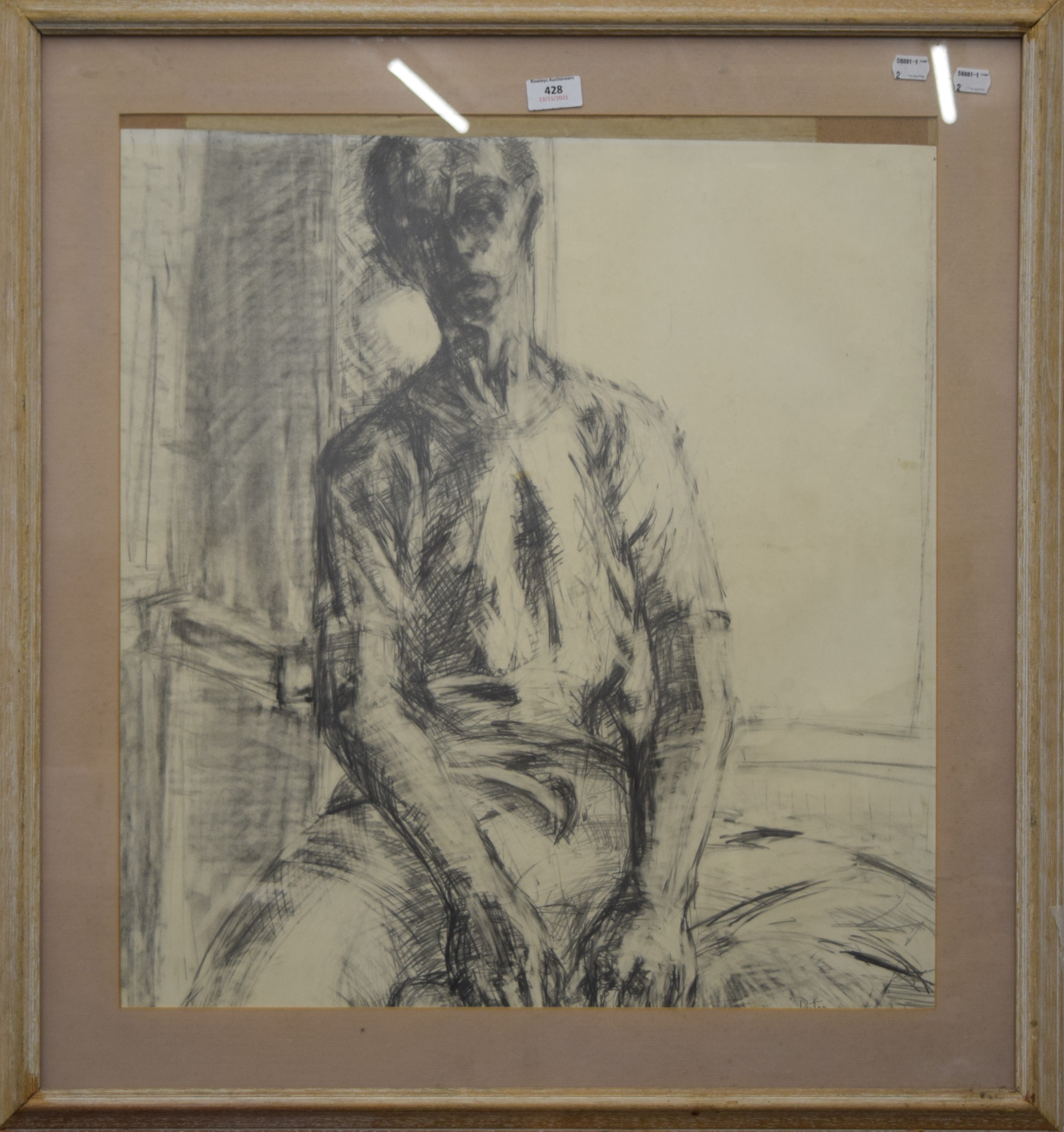 ALBERTO GIACOMETTI (1901-1966) Swiss, Study of a Seated Figure, pencil sketch, - Image 2 of 2