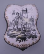 An 18th/19th century French painted porcelain box. 8 cm wide.