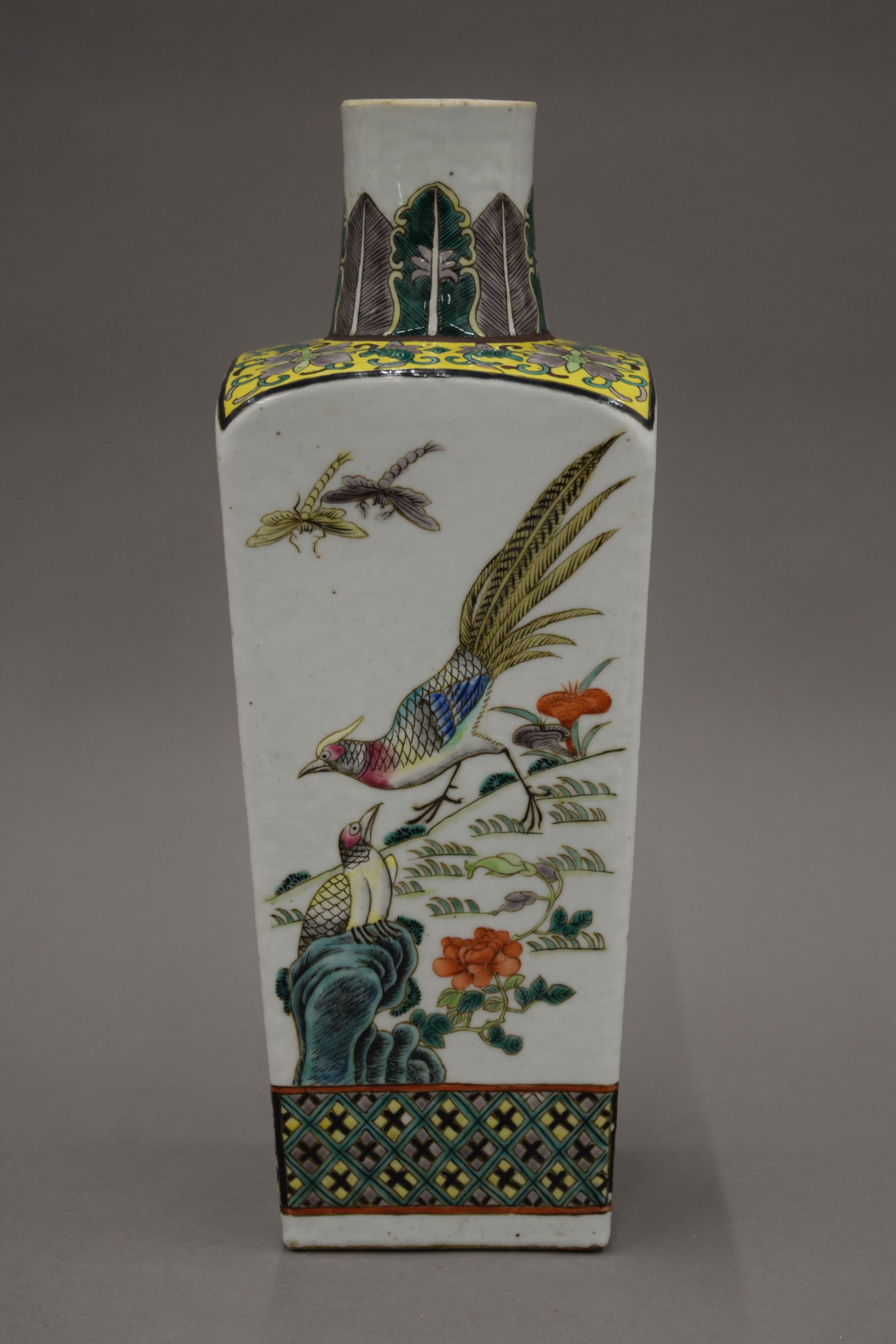 A 19th century Chinese porcelain vase painted with various birds and insects, - Image 6 of 7