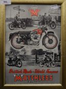 Three vintage motorcycle advertising prints, each framed and glazed. 20 x 29 cm.