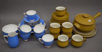 A quantity of Denby pottery tea and dinner wares, and a Grafton China tea set.
