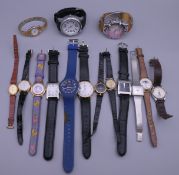 A quantity of wristwatches including a black face Gucci, Alfex, etc.