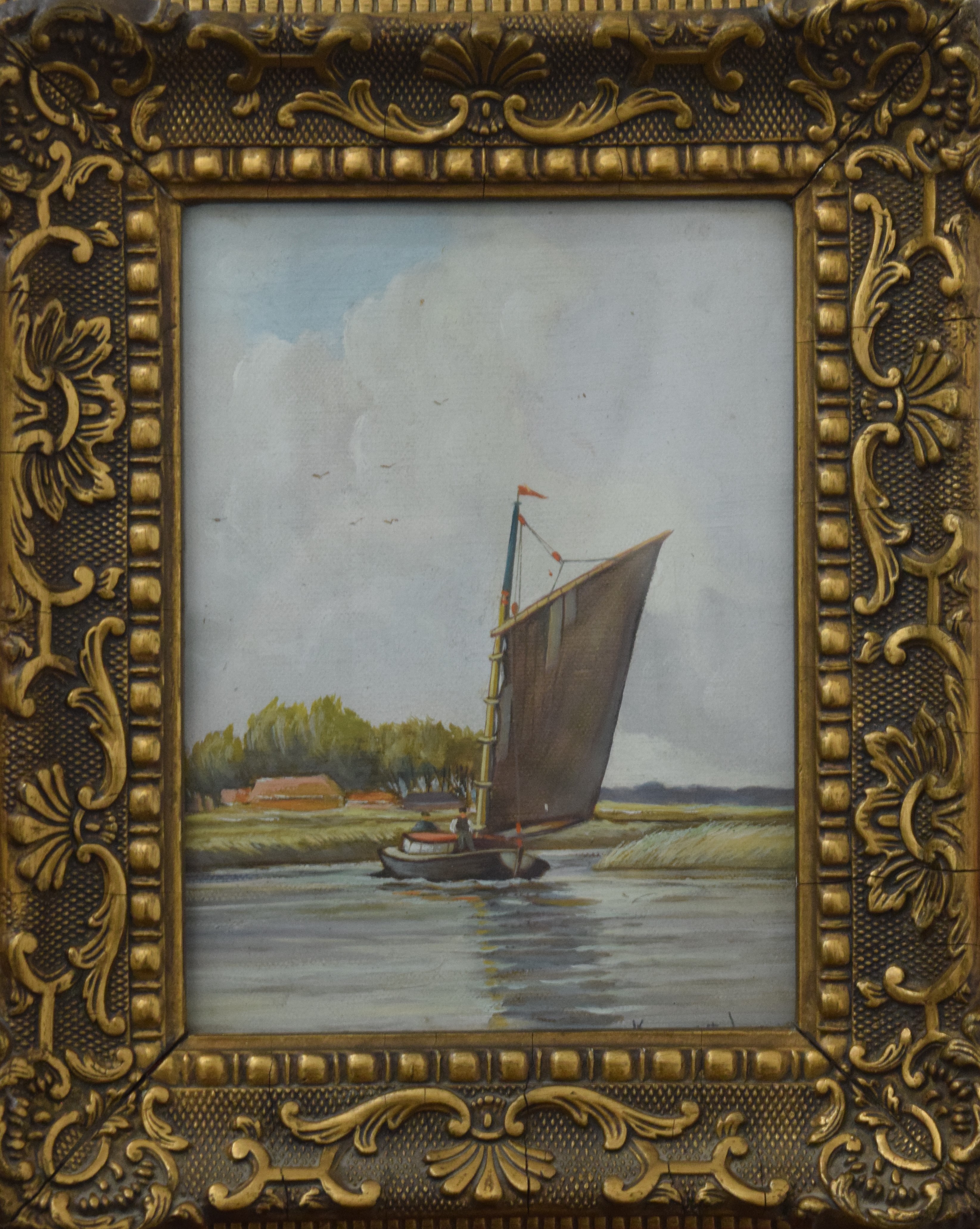 KENNETH LUCK (1874-1936) British, Norfolk Wherry, a pair, oils, signed, framed and glazed. - Image 2 of 6