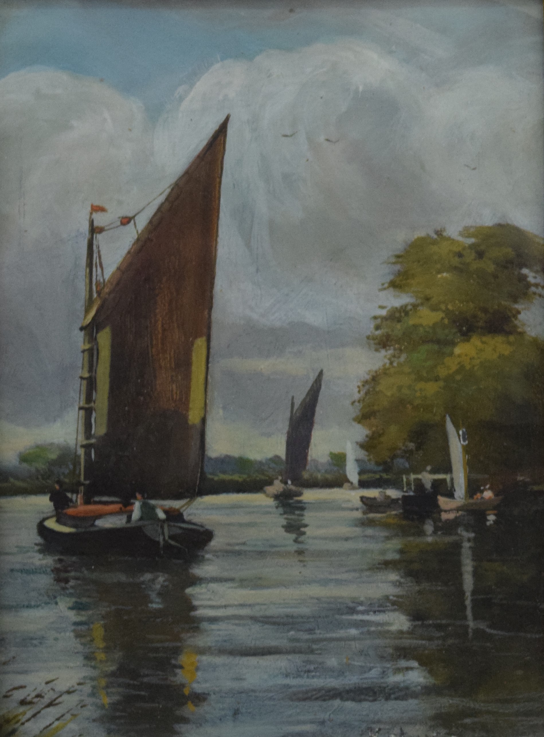 KENNETH LUCK (1874-1936) British, Norfolk Wherry, a pair, oils, signed, framed and glazed. - Image 4 of 6