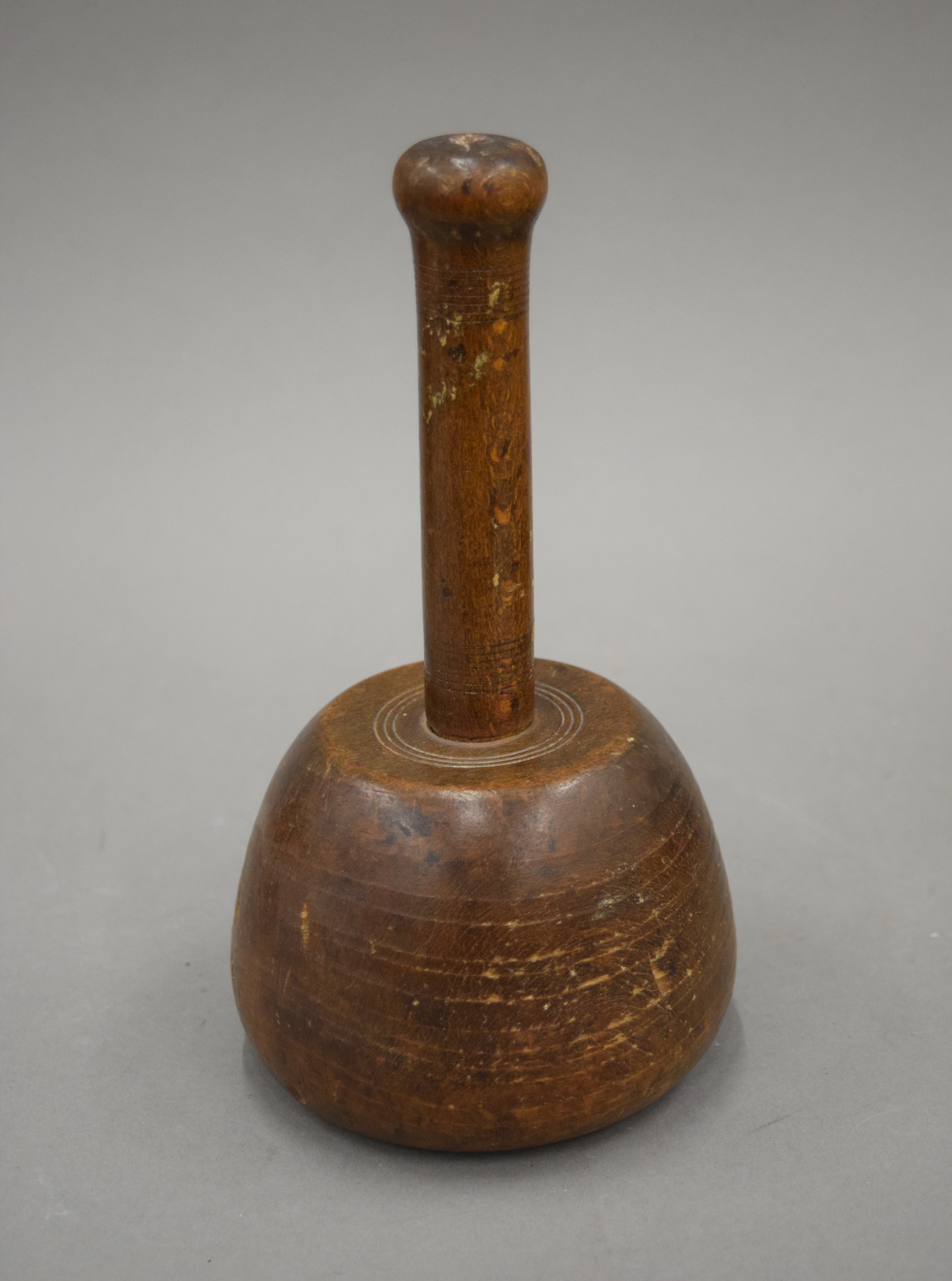 A vintage dairy bowl, a treen mallet and child's building blocks. The former 36 cm diameter. - Image 3 of 6