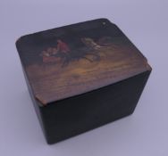 A late 19th century Russian lacquered box. 10 cm wide.