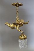 A gilt bronze cherub chandelier. 28 cm long.