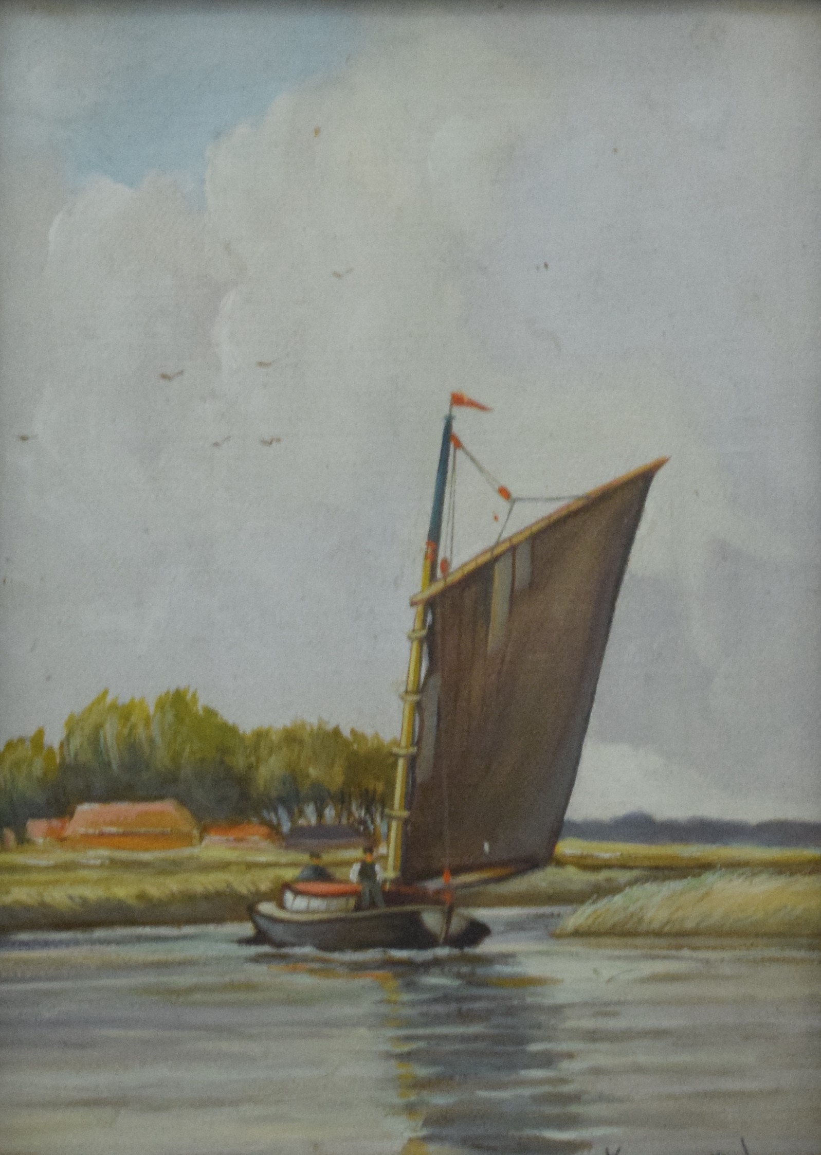 KENNETH LUCK (1874-1936) British, Norfolk Wherry, a pair, oils, signed, framed and glazed.