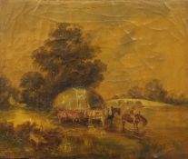 Seven various 19th and 20th century oil paintings, depicting various scenes. The largest 30.5 x 25.