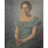 EARLY 20TH CENTURY SCHOOL, A Portrait of a Lady, oil on canvas, framed. 61 x 77 cm.