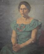 EARLY 20TH CENTURY SCHOOL, A Portrait of a Lady, oil on canvas, framed. 61 x 77 cm.