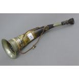 A 19th century silver plate mounted horn. 33 cm long.