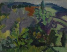 IRINA HALE (born 1932) British, Paulonia Tree, oil, signed, framed and glazed. 18 x 14 cm.