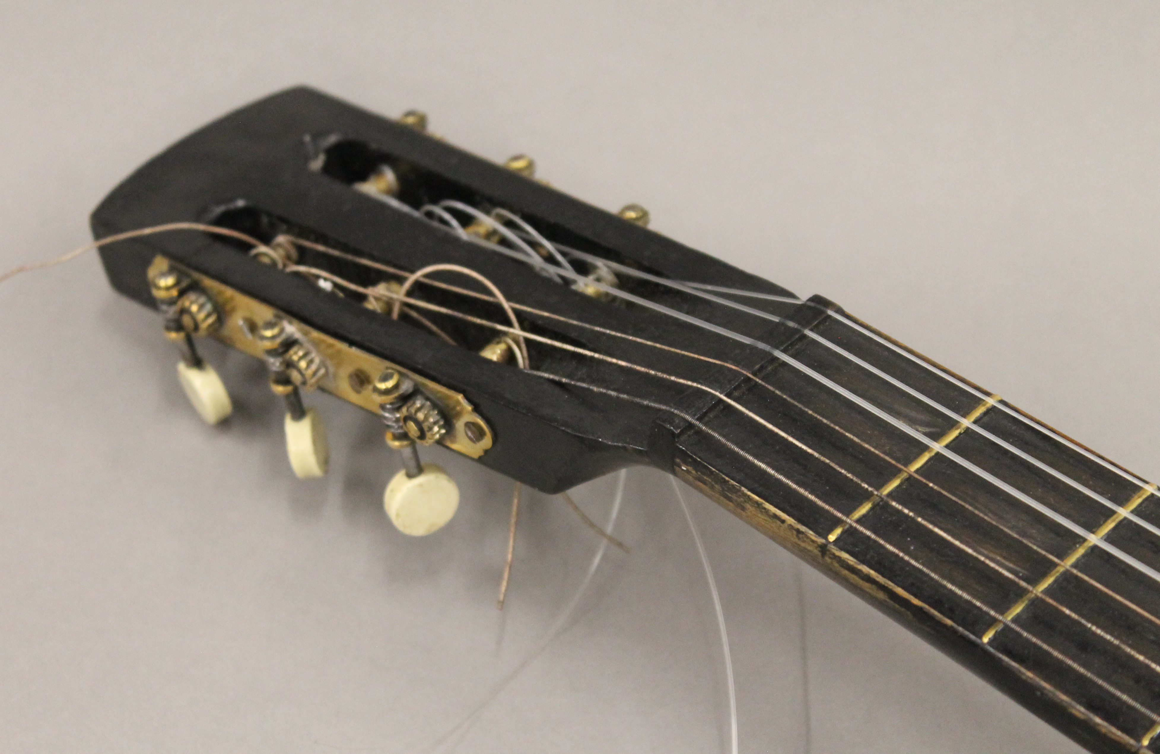 An antique inlaid parlour guitar. - Image 2 of 4