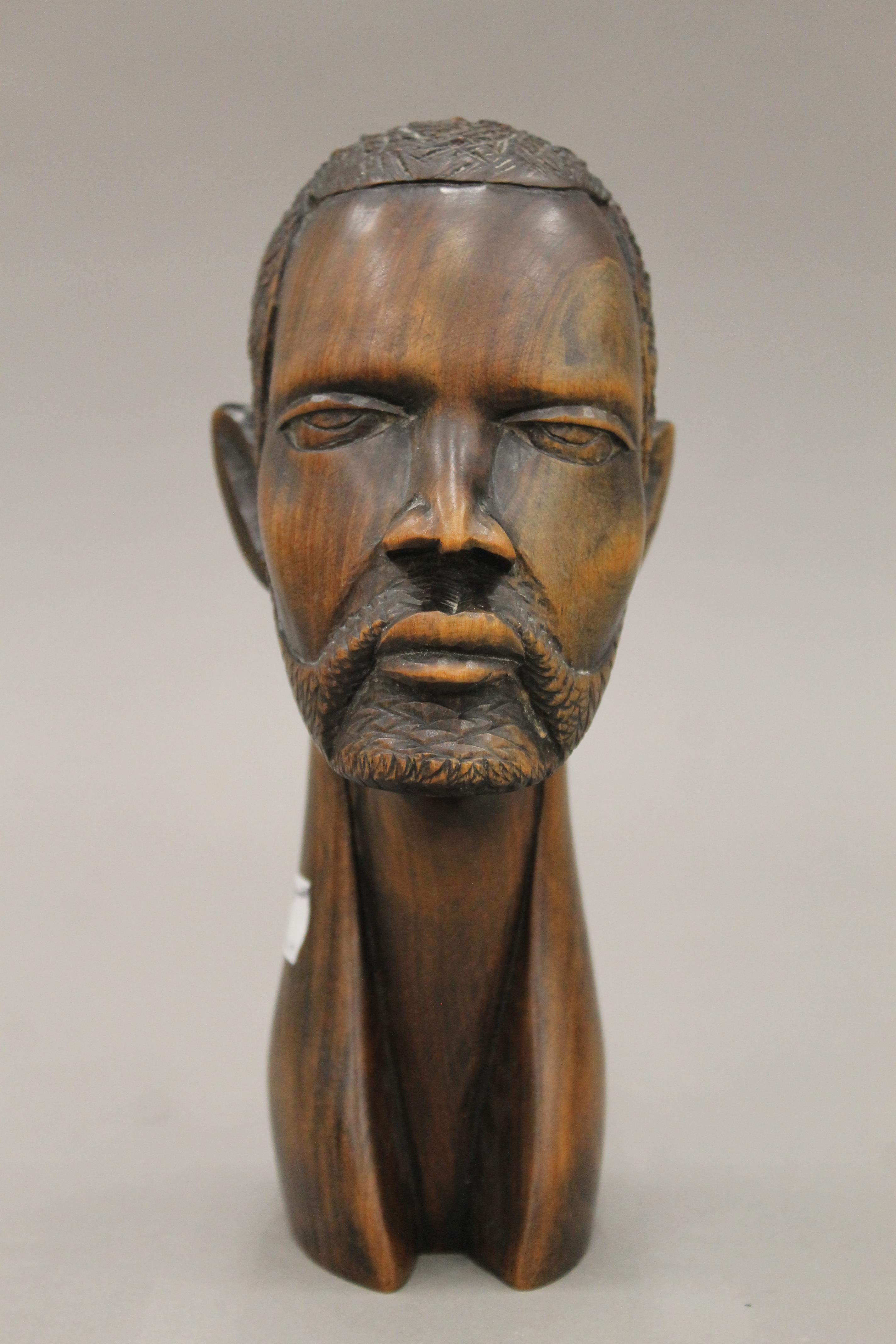An African carved table, a male bust and a crocodile. The former 36.5 cm high. - Image 7 of 10